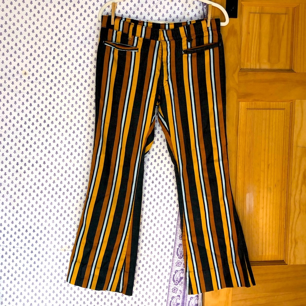 Vintage 1970s Striped Low Rise Flares